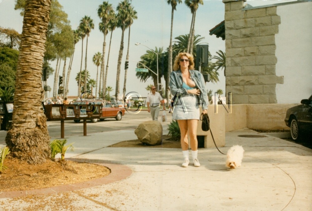 Nude Color Real Photo- Super Endowed Blond- Outdoors- Walks Dog- Skirt- Candid