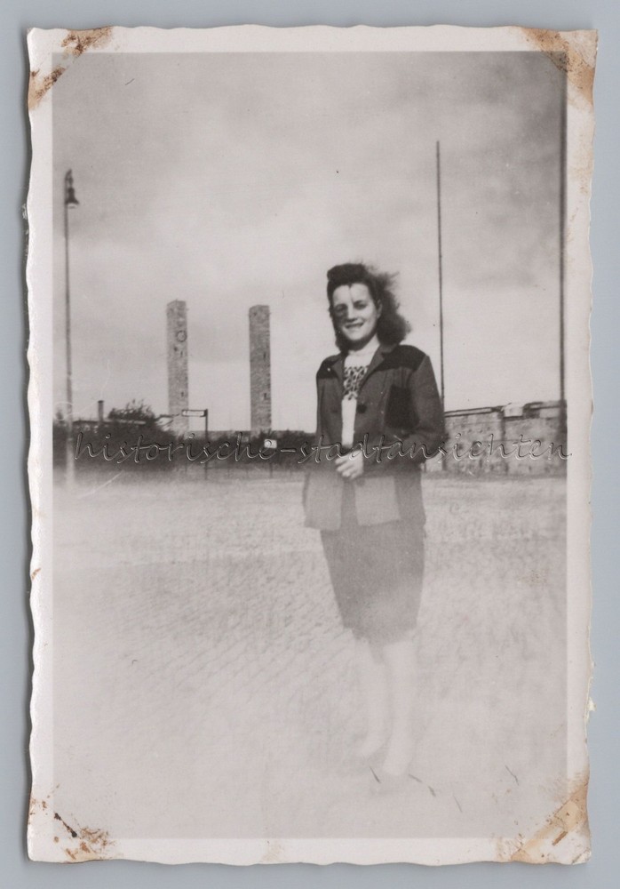 Berlin 1948 – Woman in Front of Olympic Stadium in Postwar – Old Photo 1940s