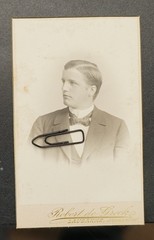 S Photo CDV KAB Portrait Lausanne Switzerland Young Man Profile Bow Tie Suit Model