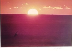 Leigh Wiener Original Color Photograph Setting Sun Over Pacific Ocean Signed