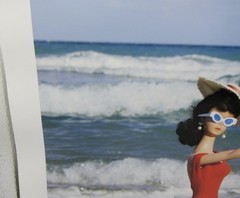 Signed David Parise photograph vintage Barbie beach ball ocean 13×19” 2013