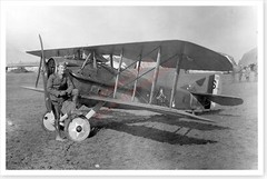 WWI Eddie Rickenbacker 94th Aero Squadron With SPAD XIII Silver Halide Photo