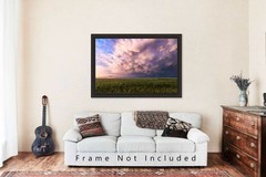 Stormy Sky Photography Print: Texas Storm Clouds Wheat Field Thunderstorm Photo
