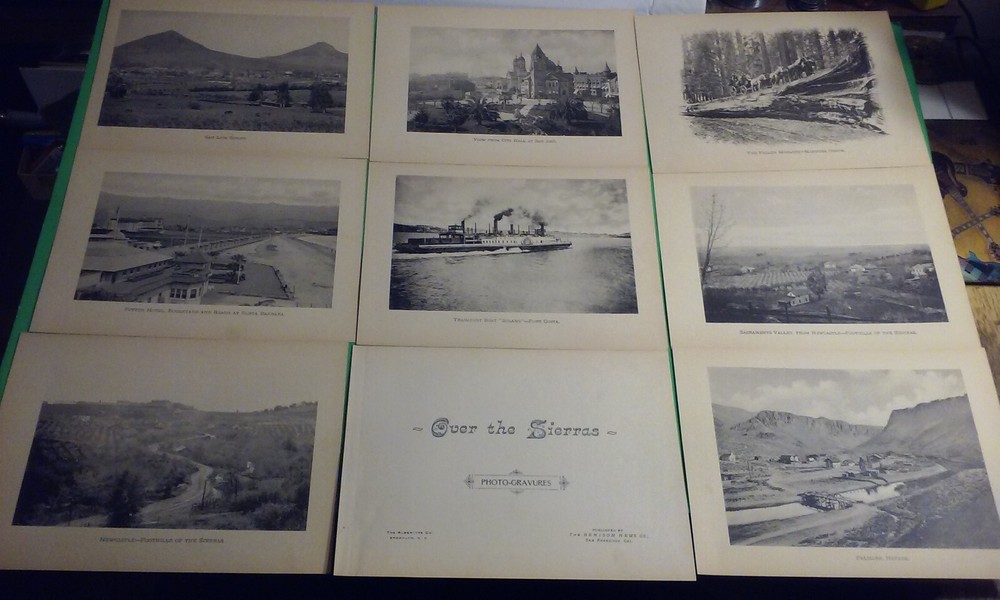 Lot 8 Vintage Photo-Gravure Prints «Over The Sierras» Views 7 x 5″ Frameable