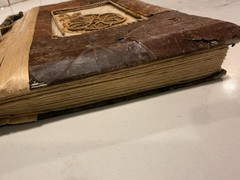 Handmade Folk Art Photo Book Pressed Leaf Appliqué Wood Bound One of a Kind