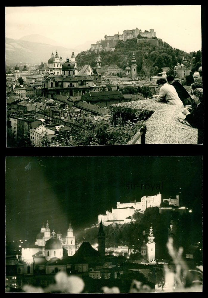 2x Salzburg 1955 – City from Hotel Winkler on the Mönchsberg – Photo 9x6cm