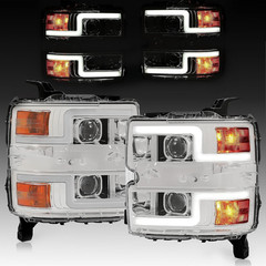 Projector Headlight Pair Compatible with 2015-2019 Chevy Chevrolet Silverado 250