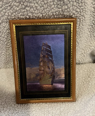 6″x 8″ Framed Foil Art Print of Mid-Century Sailboat Great Condition
