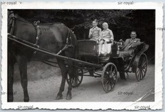 Mariánské Lázně 1940 – Family on Horse Carriage – Bohemia Czech Republic – Photo 9x6cm