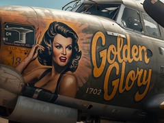 Photo 15×20 Nose Art WWII Golden Glory Pin-Up Vintage Fuselage 53