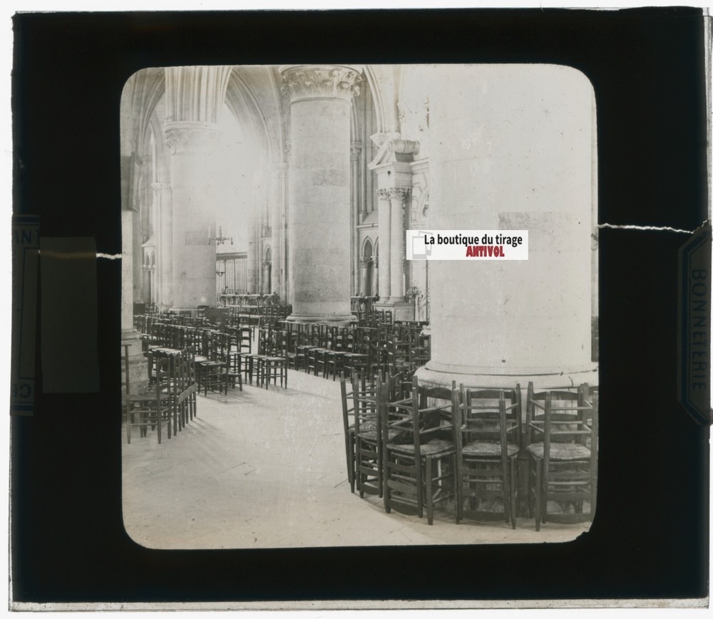 Gothic Church Interior, Photo Glass Plate, Black & White, Positive 8.5×10 Cm