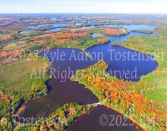 Dog & Deer Lakes, Three Lakes, Wisc. (Oneida Co.) Aerial Photo. Frame Optional.