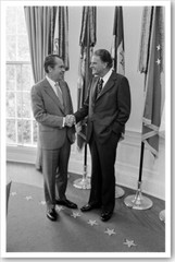 Silver Halide Photo Of Richard Nixon With Billy Graham At White House