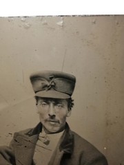 MID-19TH C AMERICAN ANTIQUE B & W OCCUPATIONAL TINTYPE RR CONDUCTOR