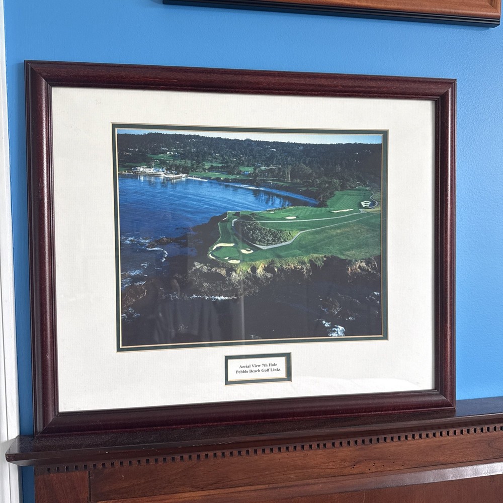PEBBLE BEACH The Seventh Hole. Professionally Framed Picture. 18 x 22