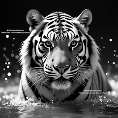 Digital AI Image Art Picture Desktop Wallpaper Background Photo Tiger in Water