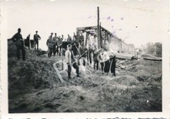 Photo WW II Wehrmacht Soldiers and Workers Bridge Poland L1.72