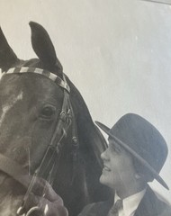 vintage LF Redman Detroit photograph large framed Horse Rider woman hat gloves