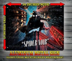 Spider Noir Superhero Pose Metal Sign Wall Art 14″ x 11″