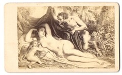 Fotografie unbekannter Fotograf und Ort Gemälde: Antiope und Jupiter nach D Akt