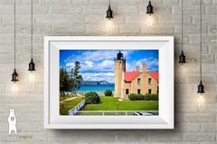 Mackinac Point Lighthouse and Mackinac Bridge Photo Prints, Mackinaw City, MI