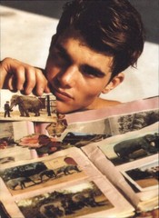 1999 Bruce Weber Male Model Viewing an Elephant Scrapbook Art Photo Gravure