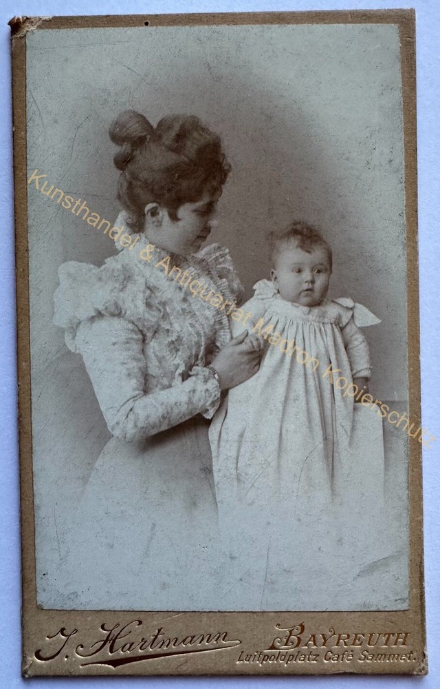 orig. CDV photo photography picture old fashion around 1890 Bayreuth Hartmann mother child