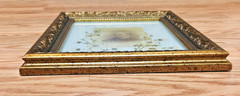 Lot 2 Vintage Gold Framed Black White Portrait Photographs Hand Painted Flowers