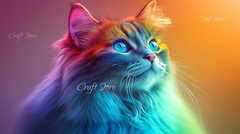 COLOR CAT Digital Image Picture Photo Wallpaper Background Desktop Abstract Art