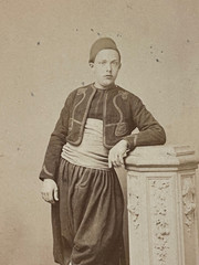 Photo Antique Towards 1890 CDV Zouave Portrait Soldier Militaria 19th Scarf