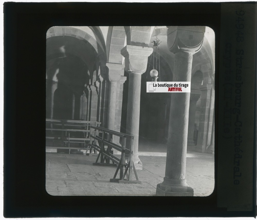 Strasbourg Cathedral, Photo Glass Plaque, Black & White, Positive 8.5X10 Cm