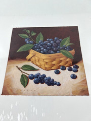 Fruit Basket Black Berries Photo Picture Painting Image Print VTG Ready to Frame