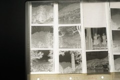 Photo negative bundle view Lugano Switzerland portrait lake landscape ship woman