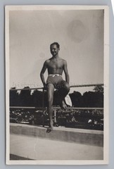 Man in Swimming Pool 1933 – Portrait Swimming Trunks – Vintage Photo 1930s