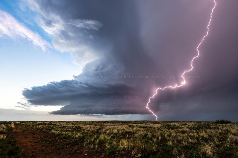 Photography Print – Supercell Thunderstorm and Lightning Bolt in New Mexico