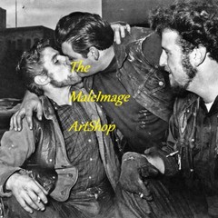 VINTAGE MALE PORTRAIT #0821-205 -BIKERS KISSING 1965-free shipping usa