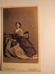 Warrington – Sitting Young Woman with Braid in Crinoline – Backdrop / CDV England