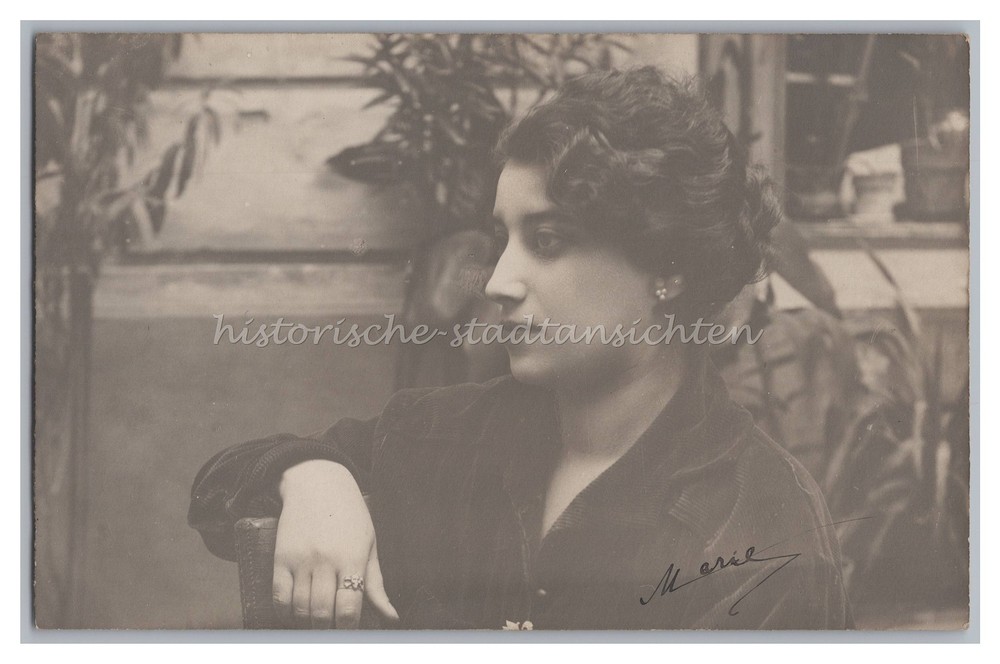 Beautiful Woman Portrait – ‘In Memory of Our Office Hours’ – Old Photo 1917