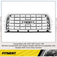Front Bumper Grille Compatible with 2015-2017 Ford F-150 Replacement for FO12005