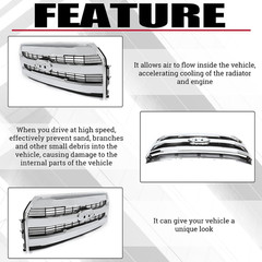 Front Chrome Grille Compatible with 2015-2017 Ford F-150(Except Raptor) Mesh Rad