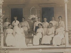 Steinhaus Family Photo Ladies Vtg Orig. 1910s 20s Sepia Tone Porch Photograph