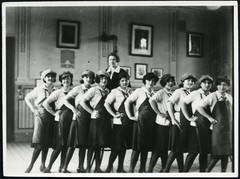 pretty school girls in shoemaker costume, funny, unusual, Vintage fine art Photo
