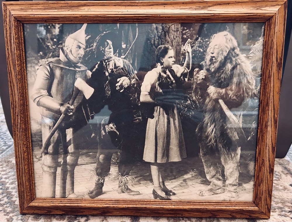 Wizard of Oz Dorothy, Tin Man, Lion & Scarecrow B&W Photo Framed By Windsor Art