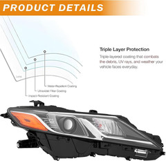 Passenger Side Headlight Assembly Compatible with 2018-2022 Toyota Camry | 2023