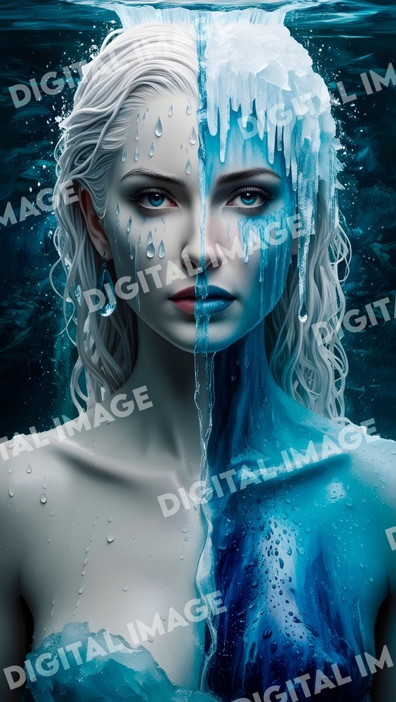 Digital Art Picture Image Photo Wallpaper Background AI – Woman of Water and Ice