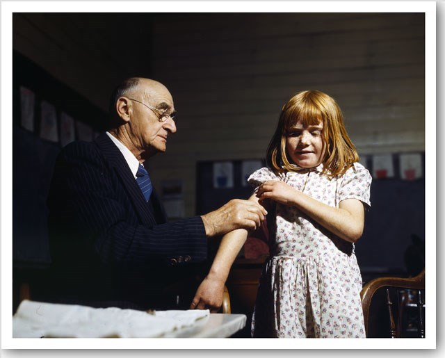Red Headed Girl Gets Typhoid Shot Inoculation 1943 Silver Halide Photograph