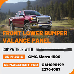 Front Lower Bumper Valance Panel Compatible with 2014-2015 GMC Sierra 1500 Repla
