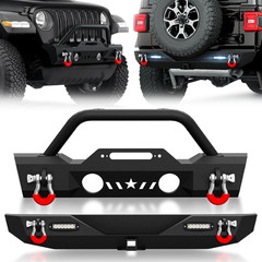 Front and Rear Bumpers Compatible with 2018-2026 Jeep Wrangler JL JLU Unlimited