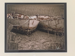 Mike Nocher Hand Signed Coastal Boat Photograph Framed Marsh Scene