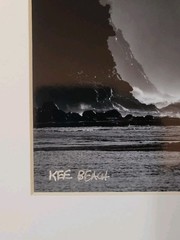 Signed Hauft Photograph Kee Beach Wave B&W Surf Photography Matted Print